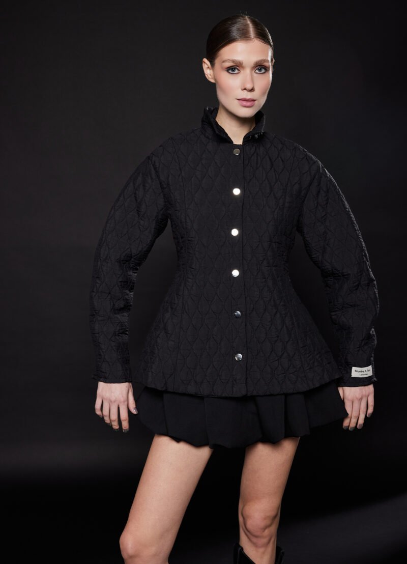 Ruffled Diamond-Pattern Jacket